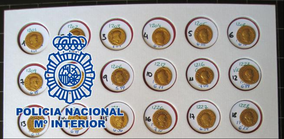 La Policía recupera un botín de 90 monedas del Imperio Romano y detiene a 4 personas