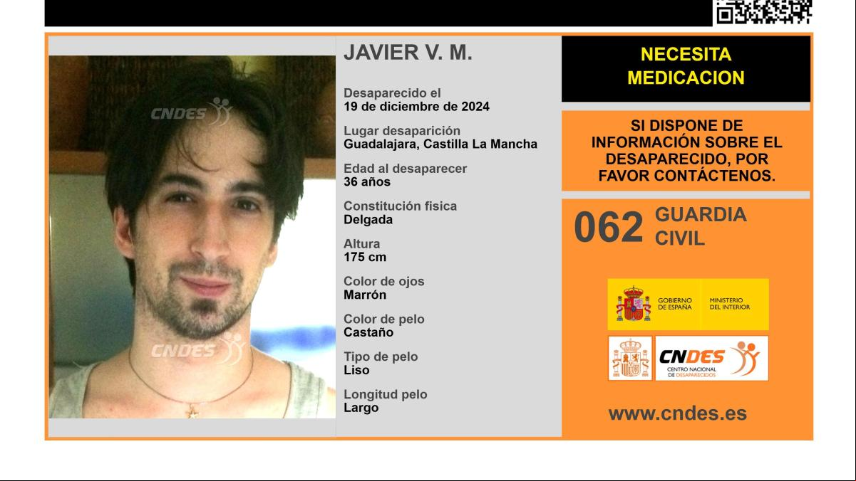Sin rastro de Javier V. M., un hombre de 36 años desaparecido en Castilla La Mancha