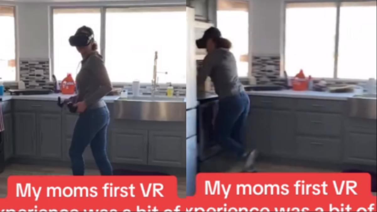 Le deja unas gafas de realidad virtual a su madre y rompe media cocina del golpe que se da