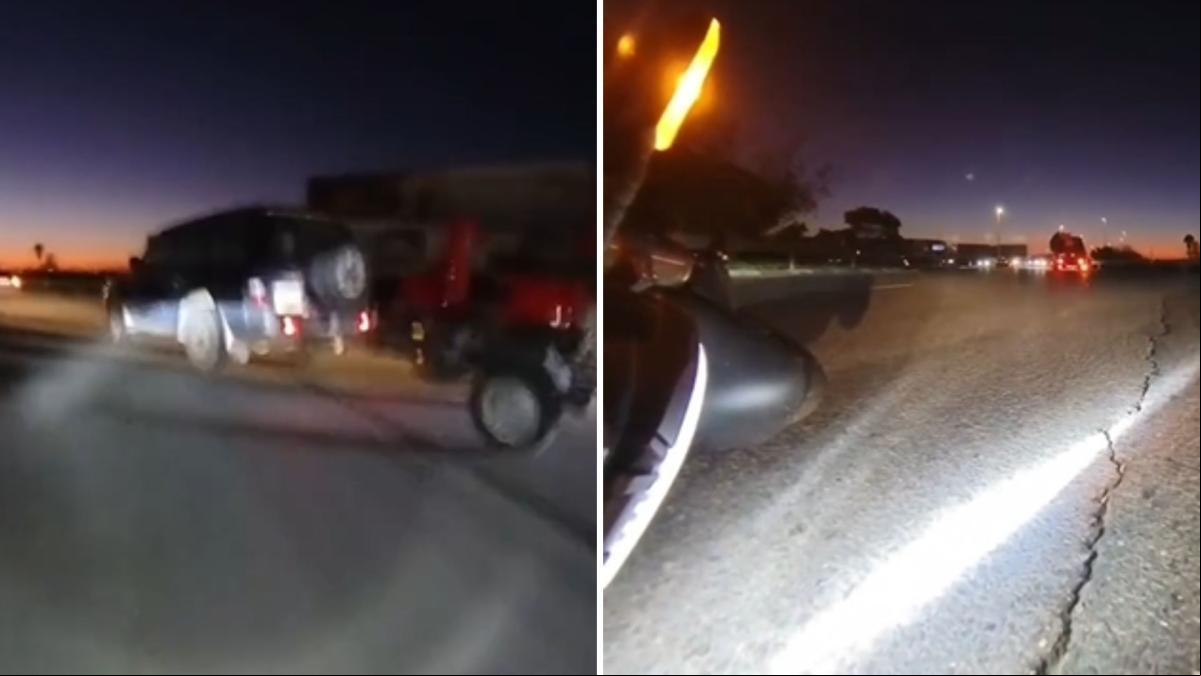 La mala incorporación de un todoterreno con un remolque a una rotonda de Huelva que provoca un accidente